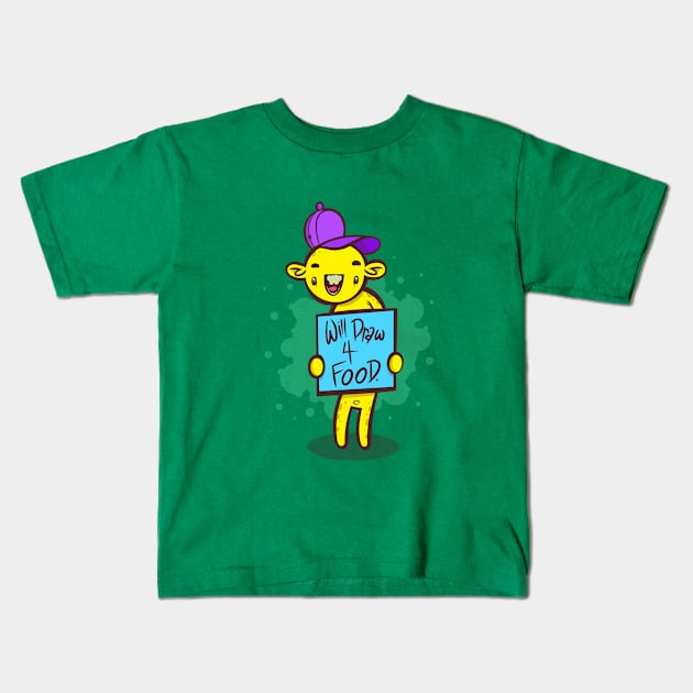 Will Draw For Food Kids T-Shirt by ArtisticDyslexia